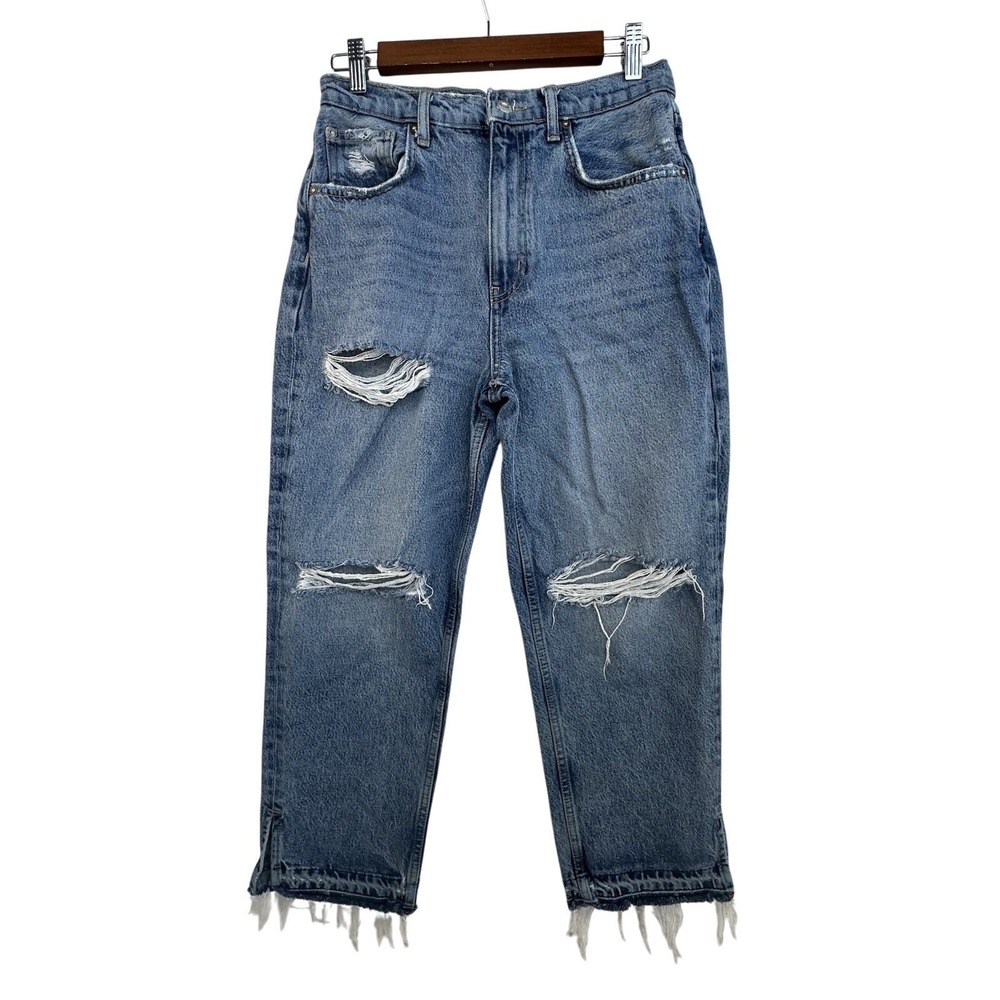 We‎ The Free Lita Jeans Slim Straight Leg Sz 28 Yosemite Blue Thrashed Grunge